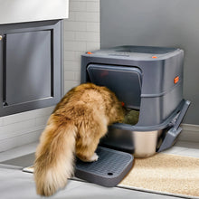 Stainless Steel Cat Litter Box, Extra Large Full Enclosed with Lid & High Sided Tray, Anti-Leakage, 2-in-1 Fully/Semi-Enclosed