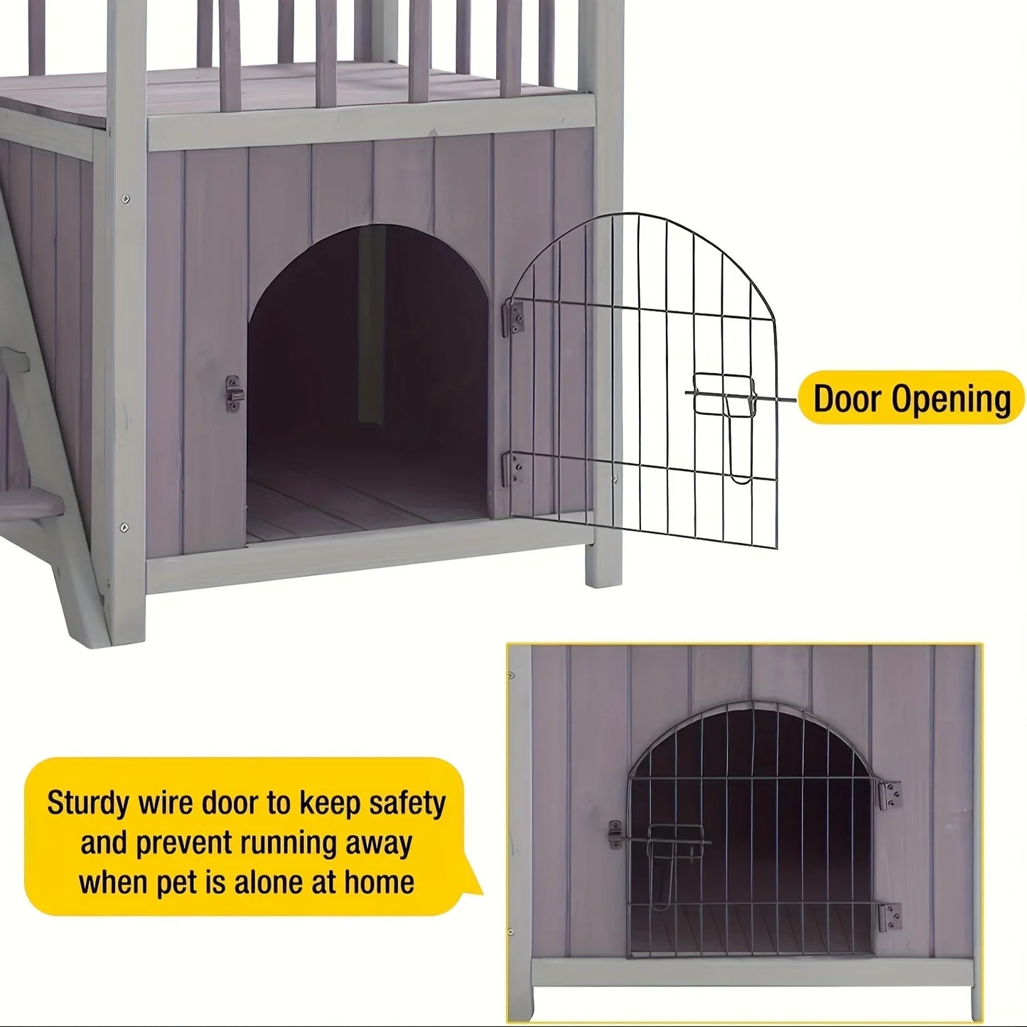 X-ZONE Wooden Dog House Outdoor And Indoor, Feral Pet Houses with Stairs for Dogs Insulated