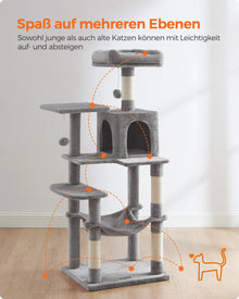 Kratzbaum 143 cm mit Höhle, Hängematte & Plattformen