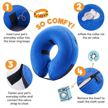 Inflatable Dog Cone Collar for After Surgery,  Protective Dog Collar Soft Pet Cone for Small Medium or Large Dogs, Cats