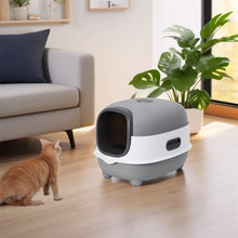 Hooded Cat Litter Pan Box with Litter Scoop Front Entry Enclosed Toilet Tray for All Cat Breeds,Easy Clean Anti-splash Design