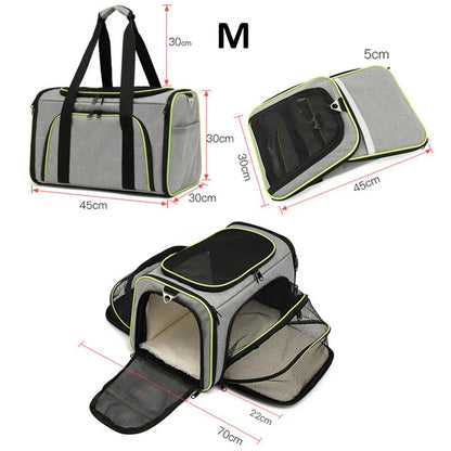 Pet Carriers Bag Portable Breathable Foldable Bag Cat Dog Carrier Bags Outgoing Outdoor Travel Pets Cats Handbag Safety Zippers