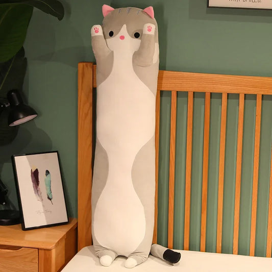 50/70cm Funny Joy Cute Soft Long Cat Plush Toys Pause Office Nap Pillow Bed Sleep Home Decor Doll for Kids Girl Gift