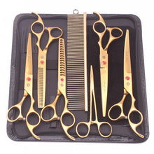 Dog Grooming Scissors Kit 7" 6.5" Stainless Pet Curved Scissors Thinning Scissors Straight Shears