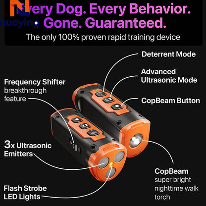 Ultrasonic Dog Training Device Rechargeable Anti Bark Deterrent with LED Light Stop Barking Repeller for Small Medium Large Dogs