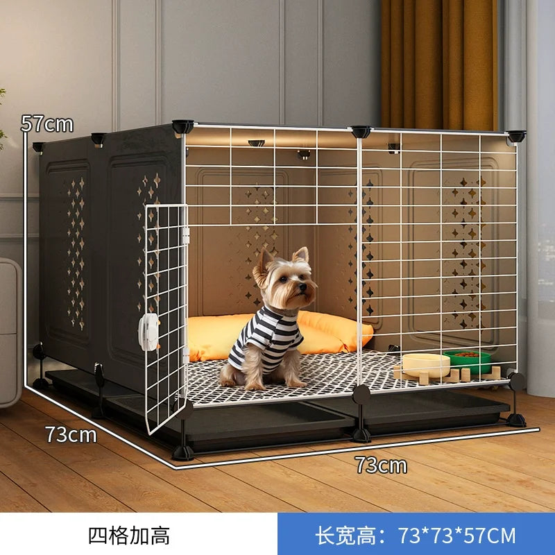 Small Medium Dog Cage for Teddy Bichon Pet House with Sleeping Area One Room One Toilet Design for Puppies Removable Tray Kennel
