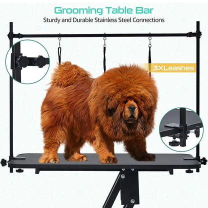 350Lbs Heavy Duty Hydraulic Dog Grooming Table Non Slip Adjustable Overhead Arm Step Pole For All Dogs Professional Pet Supplies