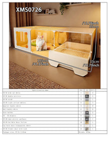Cat Cage with Drawer-Style Litter Box, Indoor Cat House with Toilet, Cat Cabinet, Cat Villa with One Bedroom, One Living Room, and One Bathroom