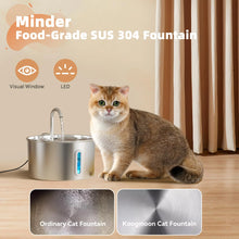 Cat Water Fountain 2.2L Stainless Steel — Artesian Flow, Ultra-Quiet Pump & Filter