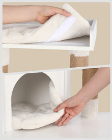 Cat Scratching Post with Cat Litter Cabinet, Cat Cabinet, 4-in-1 Modern Cat House with Large Platform, with Sisal Scratching Mat