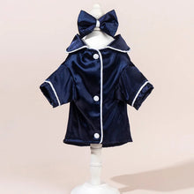 Chic Satin Dog Pajamas Set - Soft Cute Pet Sleepwear with Bow Headband Costume