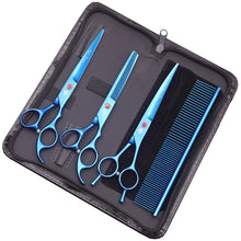 Dog Grooming Scissors Kit 7" 6.5" Stainless Pet Curved Scissors Thinning Scissors Straight Shears