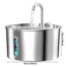 Cat Water Fountain 2.2L Stainless Steel — Artesian Flow, Ultra-Quiet Pump & Filter