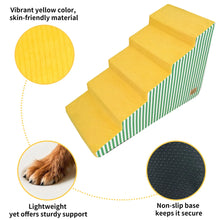 3/4/5-Step Foam Dog Stairs - High-Density Pet Ramp - Washable Cover - Bed & Sofa Access