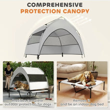 Elevated Dog Bed with Canopy – Portable Cooling Raised Pet Cot for Medium & Large Dogs, 92 × 75 × 89 cm
