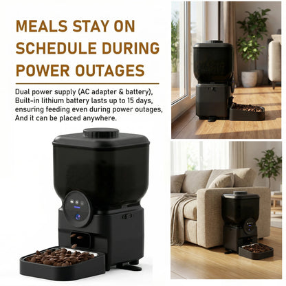 6.5L Automatic Cat Feeder Rechargeable WIFI Smart Pet Feeder App Controlled Cat Feeder With Camera Built-in battery For Cat Dog