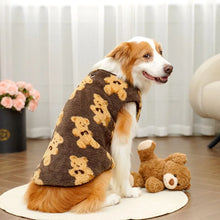 Large Dog Sweater - Plush Bear Pattern Warm Winter Hoodie Coat for Big Pets