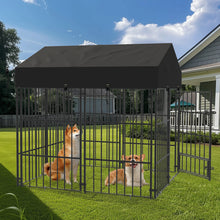 Heavy Duty Large Dog Kennel - Welded Metal Outdoor Pet Run with Roof