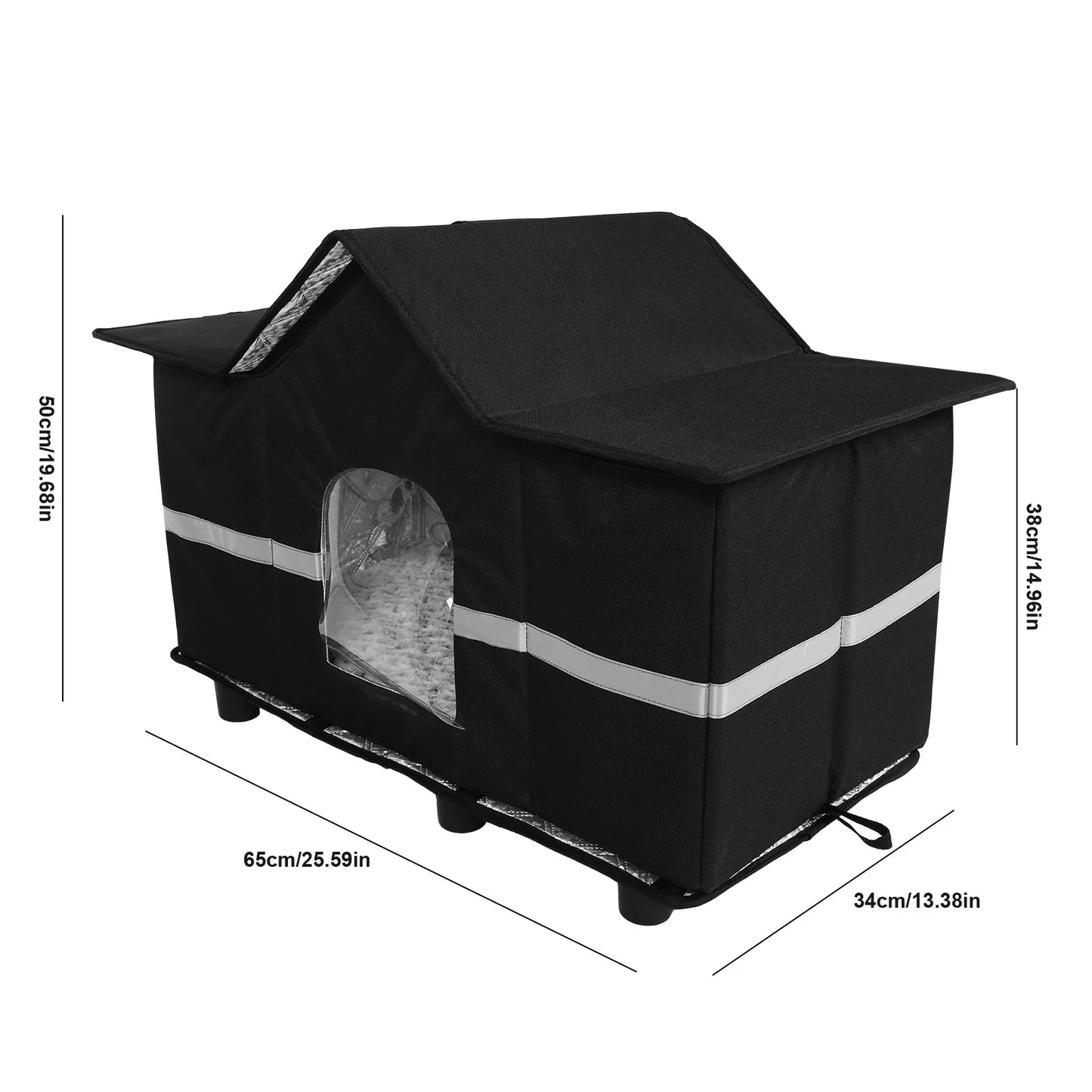 Waterproof Outdoor Large Cat Shelter & Roof Window Elevated Pet House Feral Cat House Can Be Used Indoors Winter Summer Outdoor