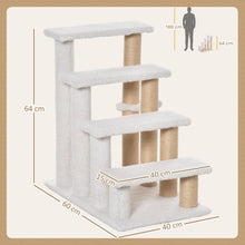 4-Level Cat Stairs - Soft Plush Sisal Scratching Post - Hanging Ball - Gray Pet Tower