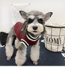 Winter Warm Pet Dog Sweater - College Style V-Neck Knitwear Vest for Small Dogs