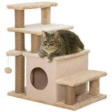 Cat Steps – Adjustable Cat Stairs with Cat House & Hanging Toy Ball for Indoor Cats