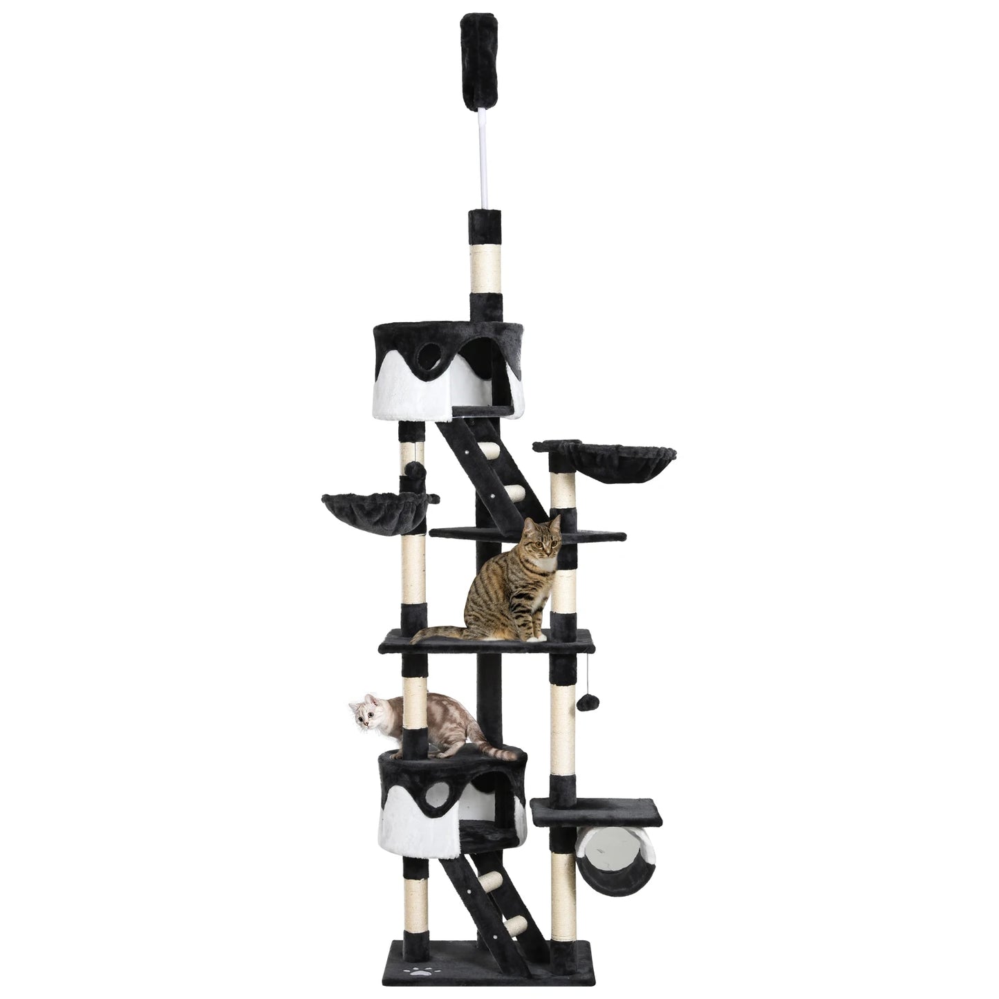 PawHut 240-260cm Floor to Ceiling Cat Tree with Scratching Posts