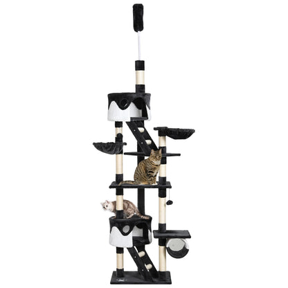 PawHut 240-260cm Floor to Ceiling Cat Tree with Scratching Posts