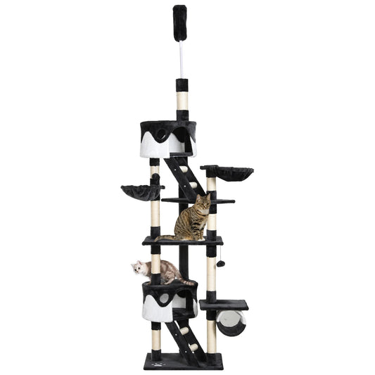 PawHut 240-260cm Floor to Ceiling Cat Tree with Scratching Posts