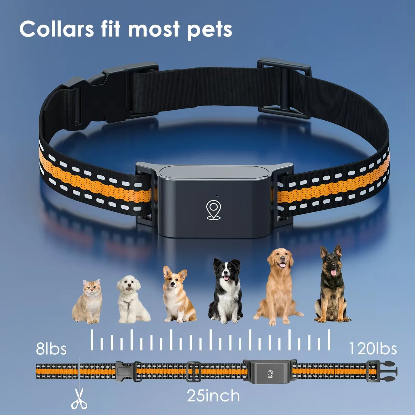 Real-time positioning GPS tracker for dog and pet cat collars