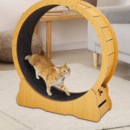 Indoor Cat Exercise Wheel with Silent Spinning Motion & Safety Lock - Large Cat Treadmill for Fitness, 110x34.5x116cm, Durable