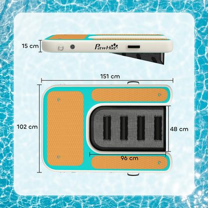 Pawhut Inflatable Water Ramp for Dogs for Pools Boats Lakes 151X102 cm with Non-Slip Eva Surface