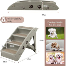 4-Step Plastic Pet Stairs - Soft Surface Dog & Cat Ladder - Lightweight Bed Sofa Car Access