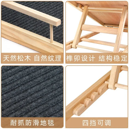 Portable Wooden Folding Pet Ramp Adjustable Non-Slip Dog and Cat Ladder Safe Access for Couch Bed or Car Durable Pet Ramps