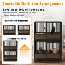 Heavy Duty Dog Crate - Rolling Pet Kennel with Removable Tray & Wheels