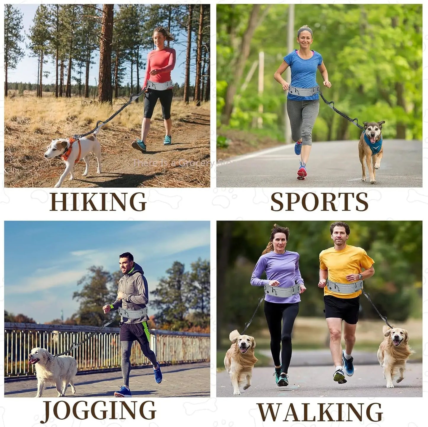 Waist Dog Hands Free Dogs Leash, Waist Running Leash with Zipper, Walking Pouch for Dog Walking, Reflective Dual Padded Handles