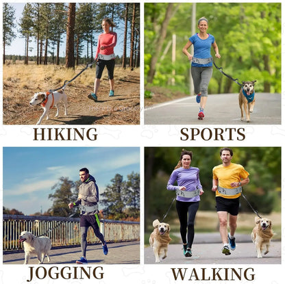 Waist Dog Hands Free Dogs Leash, Waist Running Leash with Zipper, Walking Pouch for Dog Walking, Reflective Dual Padded Handles