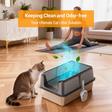 Non-stick stainless steel cat litter box, side opening, splash-proof and leak-proof, large metal cat litter box with lid