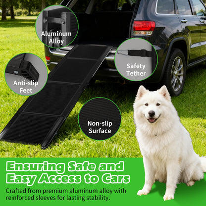 Nobleza Dog Ramp for Car 170X44 cm – Foldable in 4, Aluminum, Non-Slip Surface, Supports up to 80 kg – Ideal for Small, Medium and Large Dogs