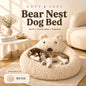 Luxury Bear Nest Pet Bed for Dogs & Cats, Super Soft Plush Calming Bed, Thick Cushion, Removable Washable Cover, Waterproof Inner Lining, Anti-Slip Bottom, Warm Cozy Sleep Bed for Small Medium Pets