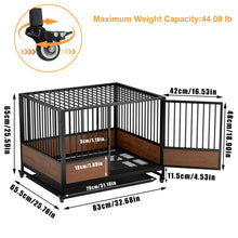 Heavy Duty Dog Crate - Rolling Pet Kennel with Removable Tray & Wheels