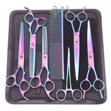 Dog Grooming Scissors Kit 7" 6.5" Stainless Pet Curved Scissors Thinning Scissors Straight Shears