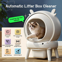 Automatic Self-Cleaning Cat Litter Box 65L – Large Smart Cat Toilet – App Control – Safety Sensors – Odor Neutralization – Leak-Proof – Ideal for Multiple Cats – Includes Trash Bag, British