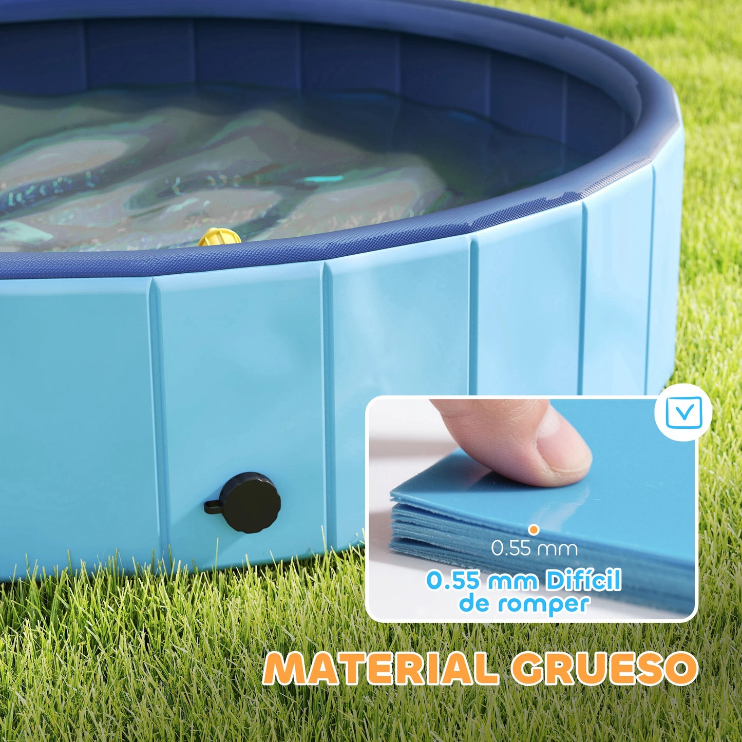 Pawhut Foldable Pool for Medium and Small Dogs with Resistant Non-Slip Pvc Sprinkler Ø100X30 cm Light Blue