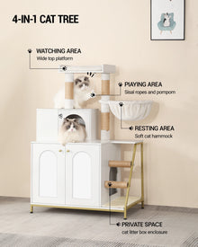 Cat Scratching Post with Cat Litter Cabinet, Cat Cabinet, 4-in-1 Modern Cat House with Large Platform, with Sisal Scratching Mat