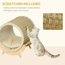 Raised Cat House – Cozy Cat Bed with Scratching Post Cover & Soft Cushion, 41 × 38 × 43 cm