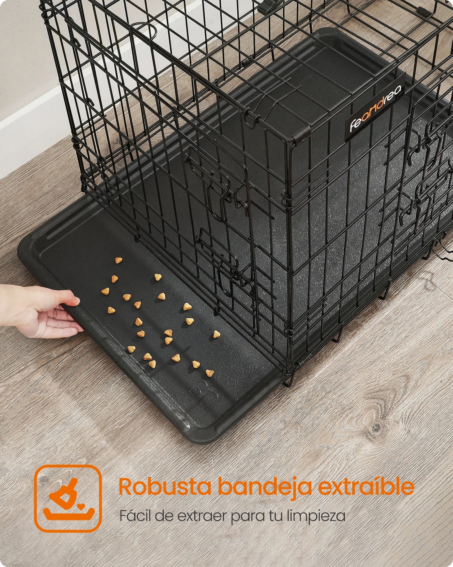 Feandrea Dog Crate Dog Cage, 42 inch Foldable Puppy Pet Cage Puppy Dog Crates Training Cage with 2 Doors,Black