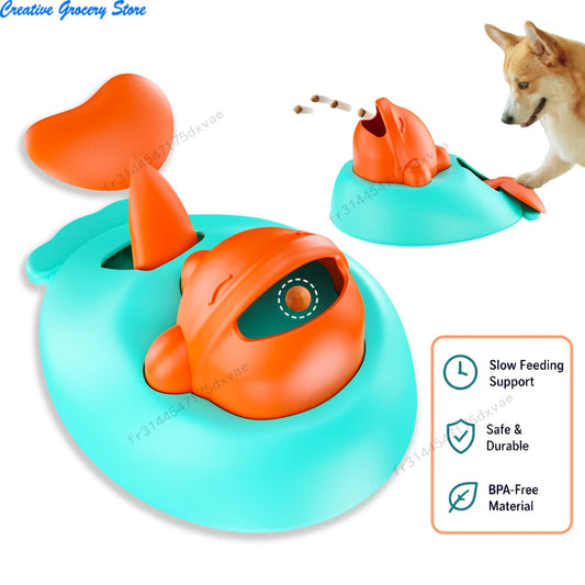 Dog Toy Treat Dispenser Interactive Puppy Launcher Cute Whale Shape Slow Feeder IQ Puzzle Training Toys for Small Large Dogs Cat
