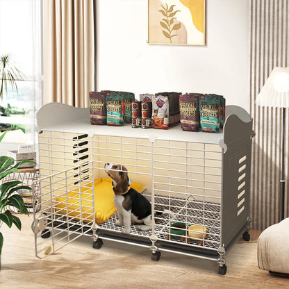 Dog Kennel with Wheels & Tray Dog Cage Crate Indoor Dog House Wired Cage Crate Dog Kennels for Small/Medium/Large Dog