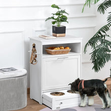 Pet Feeding Station with Storage – Raised Dog & Cat Feeder, Storage Cabinet, Elevated Stainless Steel Bowls & Accessory Hanger